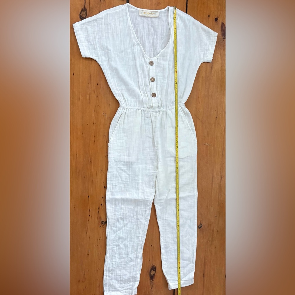 Jen’s Pirate Booty Free People Off-White Ivory Cotton Jumpsuit, Size Small (S) - Picture 9 of 10